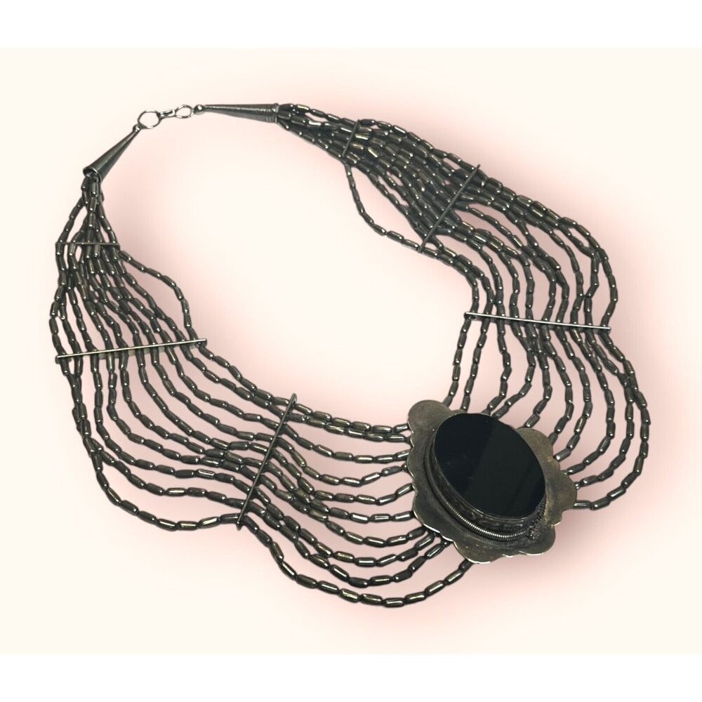 Vintage Massive Multi Stranded Silver Plated Stat… - image 2